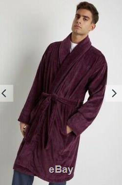Ted Baker Luxury Towelling Men's Bathrobe with Piping, Burgundy