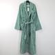 Tekla Fabrics Classic Unisex Terry Bathrobe in Teal Green Stripes Size Large