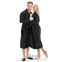 Terry Bathrobe 100% Cotton Black M U3U2