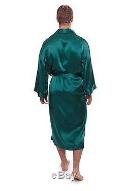TexereSilk Men's 100% Silk Robe Luxury Bathrobe for Him by Turin, Bayberry Top