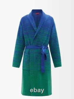 The Elder Statesman $2445 NEW Cashmere Duo Ombre Blue Green Robe Dressing Gown S