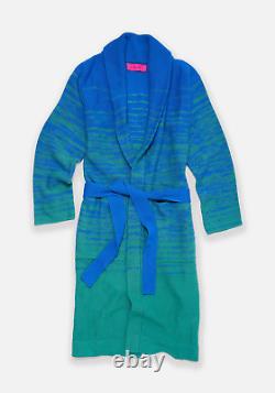 The Elder Statesman $2445 NEW Cashmere Duo Ombre Blue Green Robe Dressing Gown S