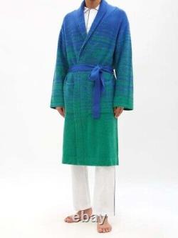 The Elder Statesman 2445 NEW Cashmere Duo Ombre Blue Green Robe Dressing Gown XS