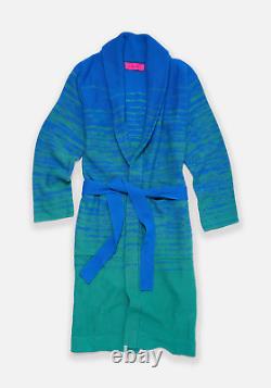 The Elder Statesman 2445 NEW Cashmere Duo Ombre Blue Green Robe Dressing Gown XS