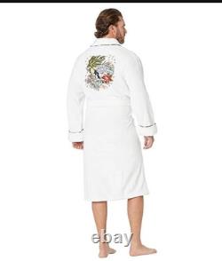 Tommy Bahama Bath Robe Men L/XL Embroidered Parrot With Flowers on Back NWT