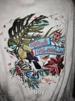 Tommy Bahama Bath Robe Men L/XL Embroidered Parrot With Flowers on Back NWT