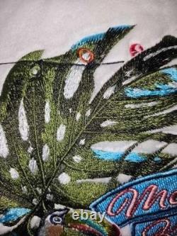 Tommy Bahama Bath Robe Men L/XL Embroidered Parrot With Flowers on Back NWT