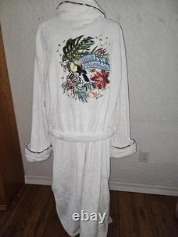 Tommy Bahama Bath Robe Men L/XL Embroidered Parrot With Flowers on Back NWT