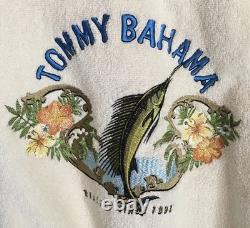 Tommy Bahama Bath Robe Men S/M Embroidered Marlin Fish With Flowers on Back Used