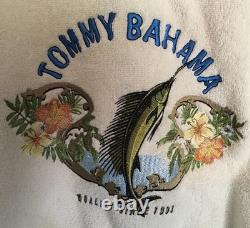 Tommy Bahama Bath Robe Men S/M Embroidered Marlin Fish With Flowers on Back Used