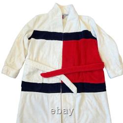 Tommy Hilfiger Logo Flag Bath Towel Robe Adult Unisex Red White Size L/XL