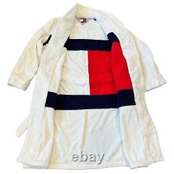 Tommy Hilfiger Logo Flag Bath Towel Robe Adult Unisex Red White Size L/XL