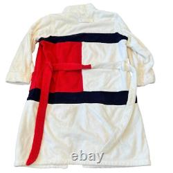 Tommy Hilfiger Logo Flag Bath Towel Robe Adult Unisex Red White Size L/XL