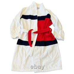 Tommy Hilfiger Logo Flag Bath Towel Robe Adult Unisex Red White Size L/XL