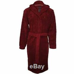 Tommy Hilfiger Luxury Men's Towelling Bathrobe Gift Set, Burgundy