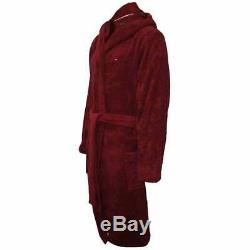 Tommy Hilfiger Luxury Men's Towelling Bathrobe Gift Set, Burgundy