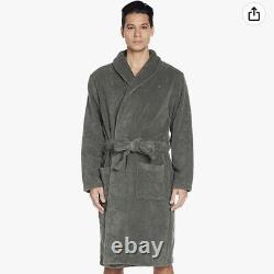 Tommy Hilfiger Men's Icon Bathrobe, Grey Large