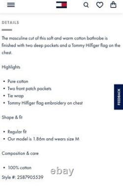 Tommy Hilfiger Men's Sz. M Medium? Cotton Toweling Bathrobe Navy Blue Gift