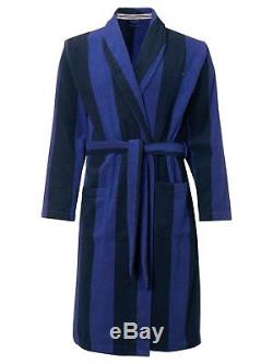 Tommy Hilfiger Men's Terry Bathrobe Robe Bath Stripe Blue Dressing Gown