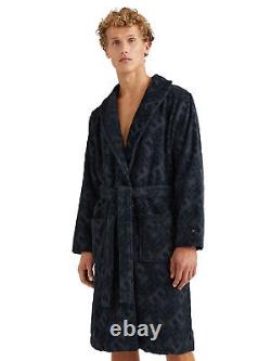 Tommy Hilfiger Mens Jacquard Bathrobe/ Dressing Gown(Drop Pile & Desert Sky, XL)