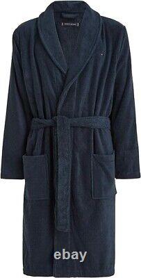 Tommy Hilfiger Mens Navy Heavy Cotton Plush Classic Shawl-Style Bathrobe Sz. XL