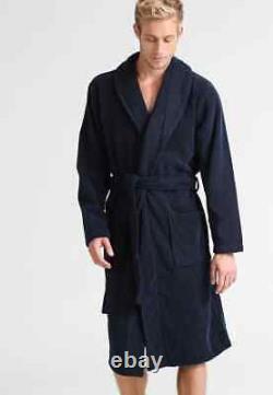 Tommy Hilfiger Mens Navy Heavy Cotton Plush Classic Shawl-Style Bathrobe Sz. XL