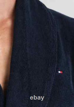 Tommy Hilfiger Mens Navy Heavy Cotton Plush Classic Shawl-Style Bathrobe Sz. XL