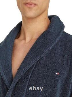 Tommy Hilfiger Mens Navy Heavy Cotton Plush Classic Shawl-Style Bathrobe Sz. XL