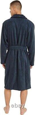 Tommy Hilfiger Mens Navy Heavy Cotton Plush Classic Shawl-Style Bathrobe Sz. XL