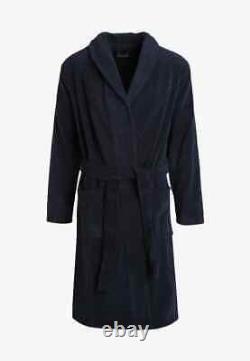 Tommy Hilfiger Mens Navy Heavy Cotton Plush Classic Shawl-Style Bathrobe Sz. XL