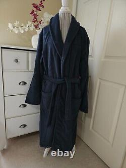 Tommy Hilfiger Mens Navy Heavy Cotton Plush Classic Shawl-Style Bathrobe Sz. XL