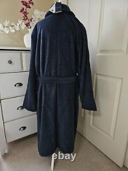Tommy Hilfiger Mens Navy Heavy Cotton Plush Classic Shawl-Style Bathrobe Sz. XL