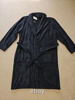 Tommy Hilfiger Mens Navy Heavy Cotton Plush Classic Shawl-Style Bathrobe Sz. XL