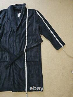 Tommy Hilfiger Mens Navy Heavy Cotton Plush Classic Shawl-Style Bathrobe Sz. XL