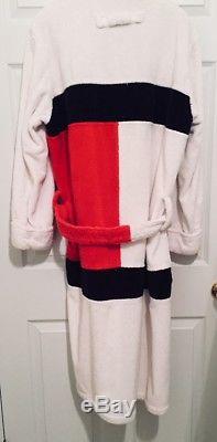 Tommy Hilfiger Mens Red White Blue Block Flag Logo Bath Robe Size S/M Vintage