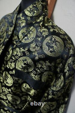 True Vintage Silk Dragon Vtg Chinese Smoking Robe Retro Bathrobe NWOT o94