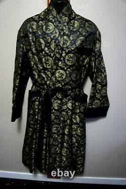 True Vintage Silk Dragon Vtg Chinese Smoking Robe Retro Bathrobe NWOT o94