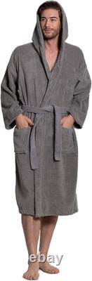 Turkuoise Men'S Turkish Terry Cloth Robe, Thick Hooded Bathrobe