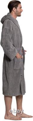 Turkuoise Men'S Turkish Terry Cloth Robe, Thick Hooded Bathrobe