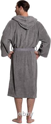 Turkuoise Men'S Turkish Terry Cloth Robe, Thick Hooded Bathrobe