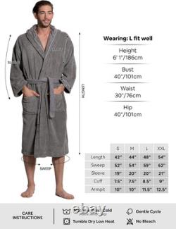 Turkuoise Men'S Turkish Terry Cloth Robe, Thick Hooded Bathrobe