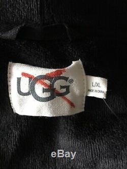 UGG Brunswick Soft Fleece Belted Hooded Bath Robe Black Size L Large / XL Mens