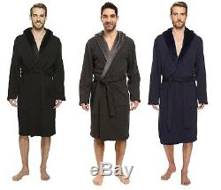 UGG Men's Brunswick Hooded Winter Robe Bathrobe Black Blue Heather NEW