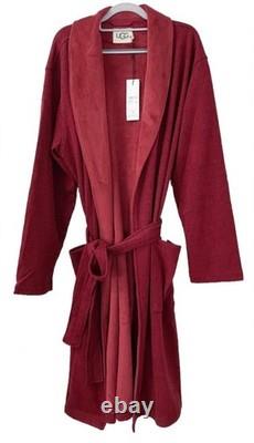 UGG Men's Shawl Collar Fleece Robe M/L Burgundy Red Plush Belted Lounge NWT