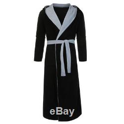 US Mens Winter Solid Plush Lengthened Shawl Bathrobe Home Clothes Long Robe Coat