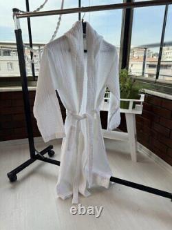 Unisex 4 layers Pockets Muslin Organic Cotton Robe, Kimono Musselin Bathrobe