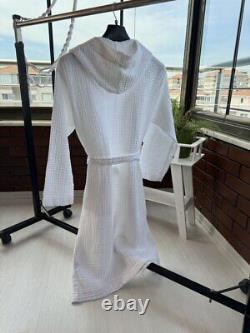 Unisex 4 layers Pockets Muslin Organic Cotton Robe, Kimono Musselin Bathrobe