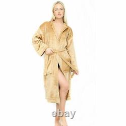 Unisex Hooded Bath Robe Luxury Fleece Terry Toweling Soft Dressing Gown Cloth