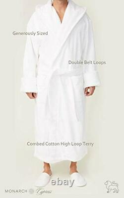 Unisex Terry Bathrobe 100% Lux Combed Cotton Robes, Five-Star Large Hooded