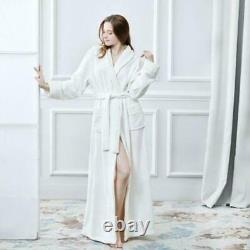 Unisex Women Mens Long Flannel Cotton Warm Spa Bathrobe Robe Sleepwear Velvet sz